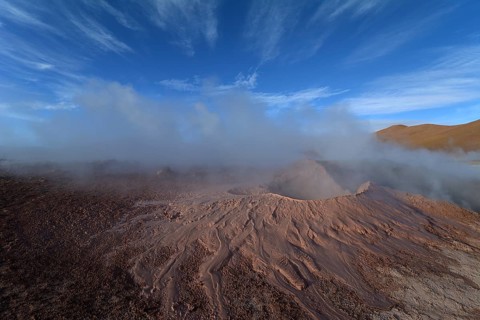 Hot springs with mud pools and steam