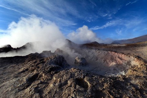 Hot springs with mud pools and steam