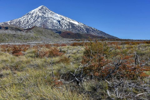 Snow covered volcano Lanin