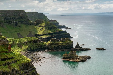 Basalt and red sandstone cliffs on Causeway Coast