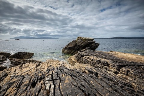 Weathered volcanic rock in the bay of Elgol