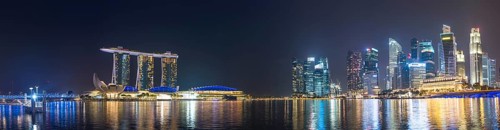 Panorama of Marina Bay at night