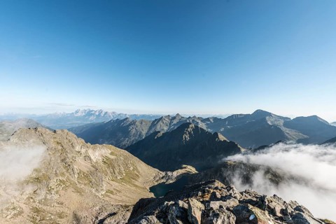 Rocky mountains with clouds