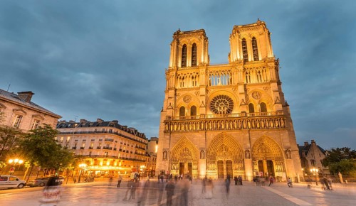 Notre Dame Cathedral at dusk