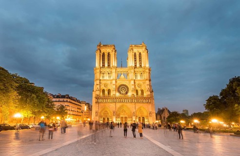 Notre Dame Cathedral at dusk
