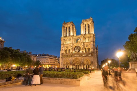 Notre Dame Cathedral at dusk