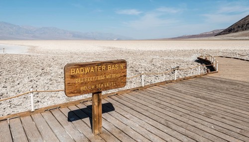 Sign lettering Badwater Basin