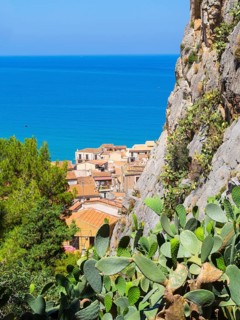 View from the Rocca di Cefalu limestone rock towards the historic centre