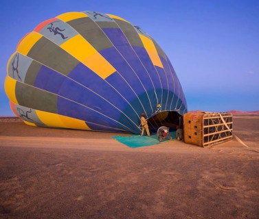 Hot air balloon being filled with air