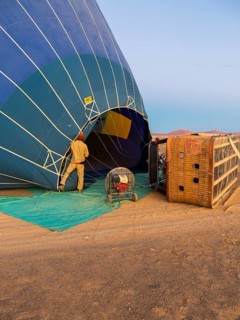Hot air balloon being filled with air