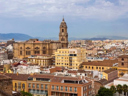 View from Monte de Gibralfaro to the historic centre with Malaga Cathedral