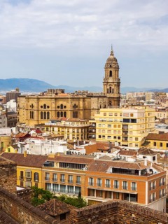 View from Monte de Gibralfaro to the historic centre with Malaga Cathedral