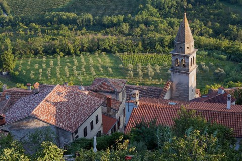 Idyllic village with Venetian church tower