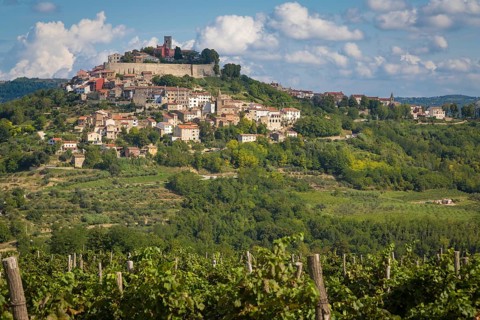 Idyllic village on hilltop with Venetian fortress