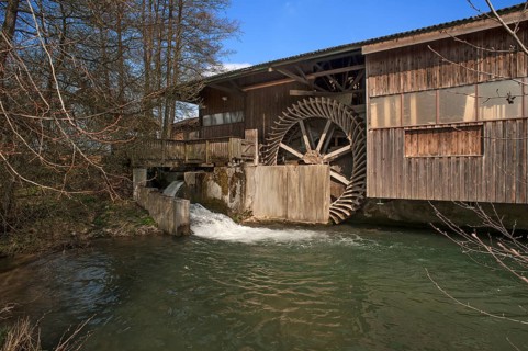 Old sawmill with water wheel