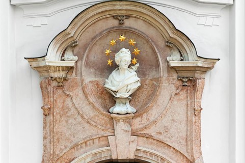 Marie bust on the west facade Marienmuenster 1720