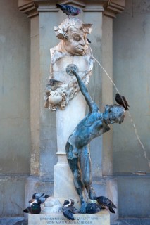 Fountain with pigeons
