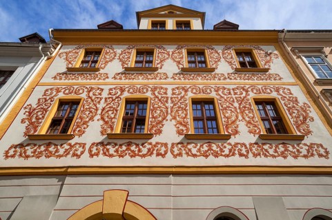 Baroque house with painted leaves