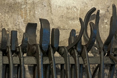Forge tongs in a forge of the 19th century