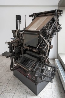 Historical Linotype machine in a former typesetter's workshop