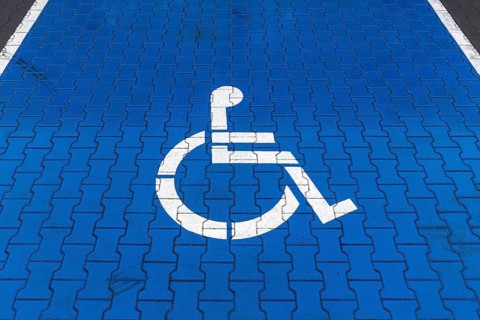 Blue marked parking for disabled