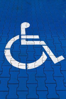 Blue marked parking for disabled