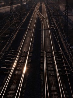 Train tracks in bright sunlight