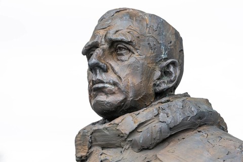 Sculpture of polar explorer Roald Amundsen