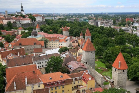 Lower Town with town walls and Upper Town with cathedral