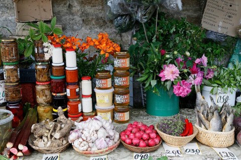 Market stall with flowers