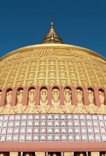 Detail view of golden stupa at Sitagu International Buddhist Academy