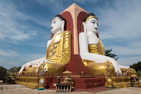 Four Seated Buddha Shrine at Kyaikpun Pagoda in Bago