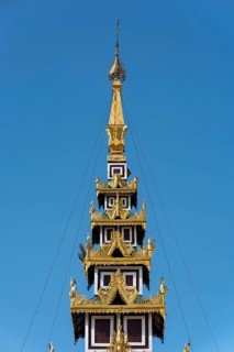 Ornate roof of prayer hall at Shwedagon Pagoda