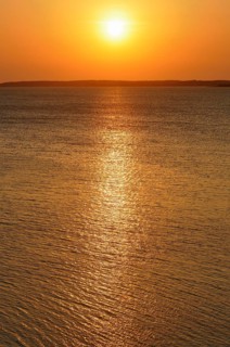 Sunset at the Achterwasser lagoon