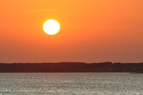 Sunset at the Achterwasser lagoon