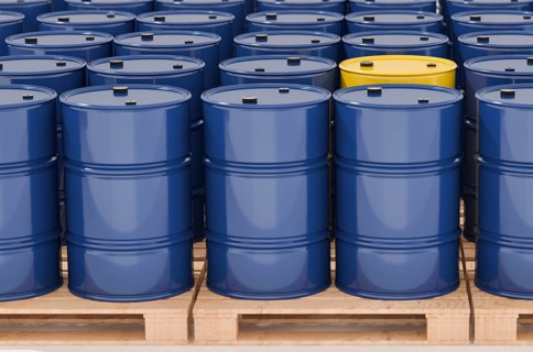 Metal barrels on pallets