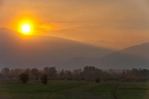 Sunset above the mountains around Skopje