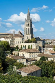 View across the historic centre with monolithic church