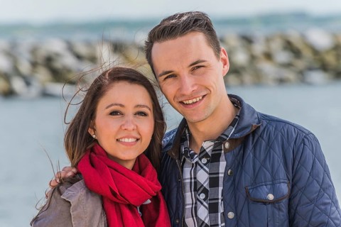 Young couple at the marina