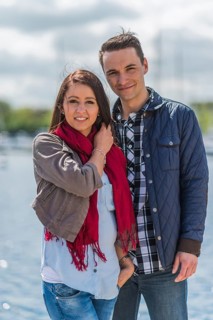 Young couple at the marina
