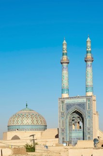 Dome and entrance porch with double minaret