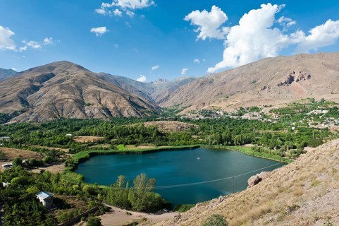 Circular mountain lake