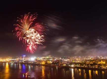 Fireworks over Tonle Sap and Mekong
