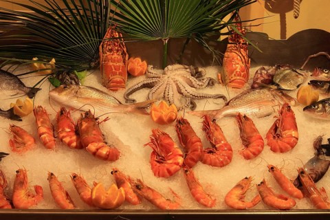 Various seafood on display