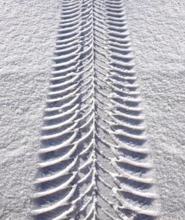 Car tyre track in snow