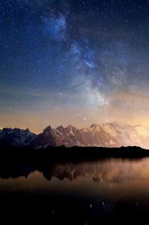 Mont Blanc massif at night with the Milky Way