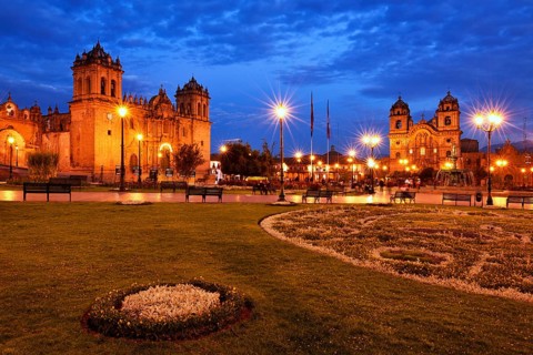 Cathedral and church Iglesia Compania de Jesus at dawn