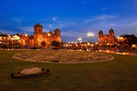 Cathedral and church Iglesia Compania de Jesus at dawn