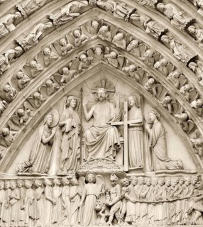 Stone sculptures on main entrance