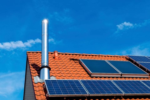 House roof with solar panels